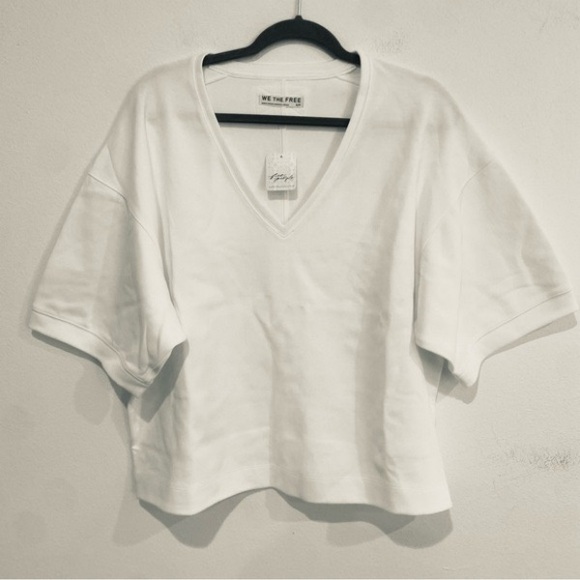 We The Free Tops - We The Free Cream V-Neck Short Sleeve Top